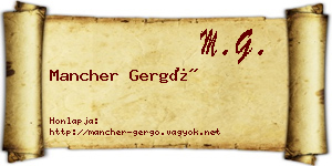 Mancher Gergő névjegykártya